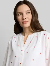 TOM TAILOR Damen Bluse mit Herz-Stickerei, weiß, Gemustert – Bild 6
