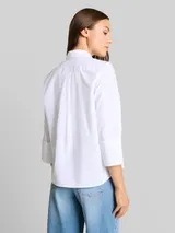 TOM TAILOR Damen Popeline Hemdbluse mit 3/4-Arm, weiß, Uni – Bild 5