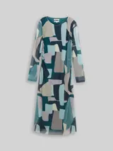 TOM TAILOR Damen Mesh Midi-Kleid mit Muster, grün, Gemustert – Bild 3