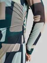 TOM TAILOR Damen Mesh Midi-Kleid mit Muster, grün, Gemustert – Bild 6