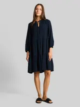 TOM TAILOR Damen Crinkle Kleid mit Volants, blau, Uni – Bild 4