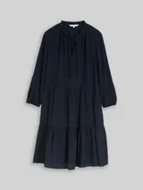 TOM TAILOR Damen Crinkle Kleid mit Volants, blau, Uni – Bild 3