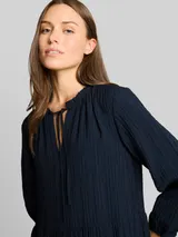 TOM TAILOR Damen Crinkle Kleid mit Volants, blau, Uni – Bild 6