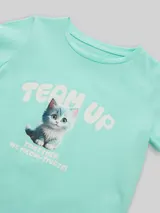 TOM TAILOR Mädchen T-Shirt mit Foto-Print, grün, Uni – Bild 4