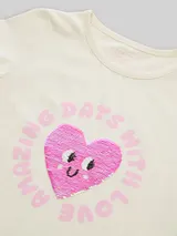 TOM TAILOR Mädchen T-Shirt mit Wendepailletten, weiß, Uni – Bild 4