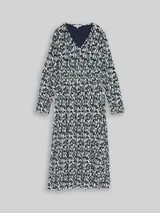 TOM TAILOR Damen Crinkle Midi-Kleid mit Muster, blau, Gemustert – Bild 3