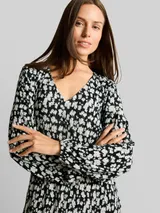 TOM TAILOR Damen Crinkle Midi-Kleid mit Muster, blau, Gemustert – Bild 6