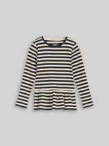 TOM TAILOR Mädchen Langarmshirt mit Rippstruktur und Volant, blau, Gestreift – Bild 3