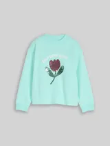 TOM TAILOR Mädchen Cropped Sweatshirt mit Wendepailletten, grün, Uni – Bild 3