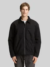 TOM TAILOR DENIM Herren Relaxed Fit Jacke mit Cord-Kragen, schwarz, Uni – Bild 4