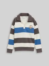 TOM TAILOR Jungen Oversize Sweatshirt mit Polokragen, weiß, Gestreift – Bild 3