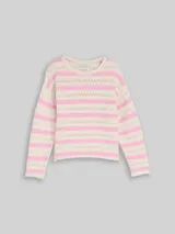 TOM TAILOR Mädchen Cropped Strickpullover mit Streifenmuster, rosa, Gestreift – Bild 3