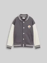 TOM TAILOR Jungen Oversize Sweatjacke mit Bomberkragen, grau, Uni – Bild 3