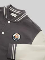 TOM TAILOR Jungen Oversize Sweatjacke mit Bomberkragen, grau, Uni – Bild 4