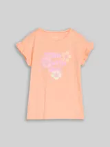TOM TAILOR Mädchen T-Shirt mit Tüll-Detail, orange, Uni – Bild 3