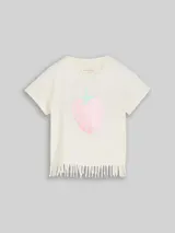 TOM TAILOR Mädchen T-Shirt mit Fransen, weiß, Uni – Bild 3