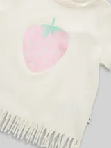 TOM TAILOR Mädchen T-Shirt mit Fransen, weiß, Uni – Bild 4