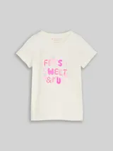 TOM TAILOR Mädchen T-Shirt mit Print, weiß, Uni – Bild 3