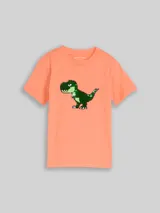 TOM TAILOR Jungen T-Shirt mit Wendepailletten, orange, Uni – Bild 3