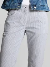 TOM TAILOR Damen Tapered Relaxed Hose mit Streifenmuster, weiß, Gestreift – Bild 6