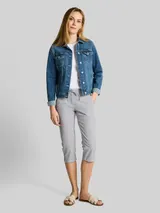 TOM TAILOR Damen Tapered Relaxed Capri Hose mit Kordelzug, blau, Gestreift – Bild 4