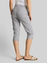 TOM TAILOR Damen Tapered Relaxed Capri Hose mit Kordelzug, blau, Gestreift – Bild 5