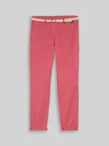 TOM TAILOR Damen Slim Chino Hose mit Gürtel, rot, Uni – Bild 3