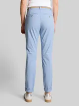 TOM TAILOR Damen Slim Chino Hose mit Gürtel, blau, Uni – Bild 5