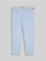 TOM TAILOR Damen Slim Chino Hose mit Gürtel, blau, Uni – Bild 3