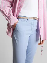 TOM TAILOR Damen Slim Chino Hose mit Gürtel, blau, Uni – Bild 6