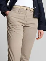TOM TAILOR Damen Slim Chino Hose mit Gürtel, grau, Uni – Bild 6