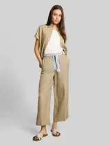 TOM TAILOR Damen Culotte Hose mit Leinenanteil, grün, Uni – Bild 4