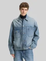 TOM TAILOR DENIM Herren Relaxed Fit Jeansjacke mit Eingriffstaschen, blau, Uni – Bild 4