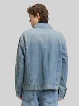 TOM TAILOR DENIM Herren Relaxed Fit Jeansjacke mit Eingriffstaschen, blau, Uni – Bild 5