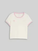 TOM TAILOR Mädchen Cropped T-Shirt mit Herz-Print, weiß, Uni – Bild 3