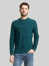 TOM TAILOR Herren Strickpullover aus Baumwolle, grün, Uni – Bild 4