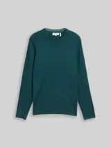 TOM TAILOR Herren Basic Strickpullover mit Rundhalsausschnitt, grün, Meliert – Bild 3