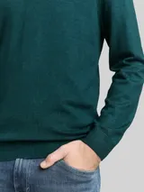 TOM TAILOR Herren Basic Strickpullover mit Rundhalsausschnitt, grün, Meliert – Bild 6