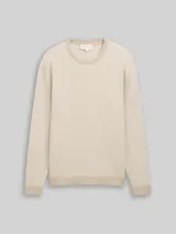 TOM TAILOR Herren Strickpullover aus Baumwolle, beige, Gestreift – Bild 3