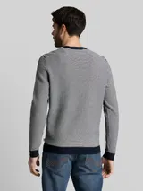 TOM TAILOR Herren Strickpullover aus Baumwolle, blau, Gestreift – Bild 5