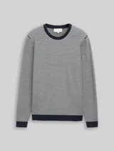 TOM TAILOR Herren Strickpullover aus Baumwolle, blau, Gestreift – Bild 3