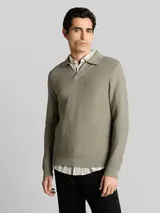 TOM TAILOR Herren Strickpullover mit Polokragen, grün, Uni – Bild 4