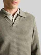 TOM TAILOR Herren Strickpullover mit Polokragen, grün, Uni – Bild 6