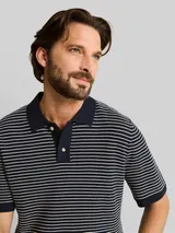 TOM TAILOR Herren Strickpullover mit Polokragen, blau, Gestreift – Bild 6