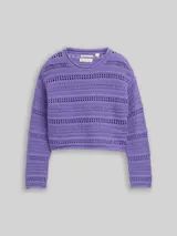 TOM TAILOR Mädchen Cropped Strickpullover mit Streifenmuster, lila, Uni – Bild 3
