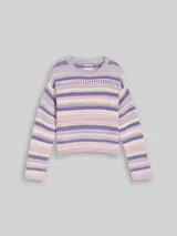 TOM TAILOR Mädchen Cropped Strickpullover mit Streifenmuster, lila, Gestreift – Bild 3