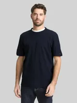 TOM TAILOR Herren T-Shirt mit Waffelstruktur, blau, Uni – Bild 4