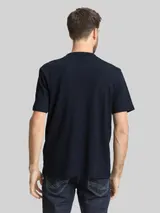 TOM TAILOR Herren T-Shirt mit Waffelstruktur, blau, Uni – Bild 5