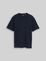 TOM TAILOR Herren T-Shirt mit Waffelstruktur, blau, Uni – Bild 3