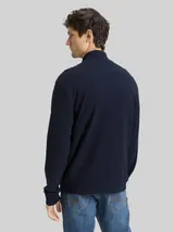 TOM TAILOR Herren Sweatjacke mit Logo-Badge, blau, Uni – Bild 5